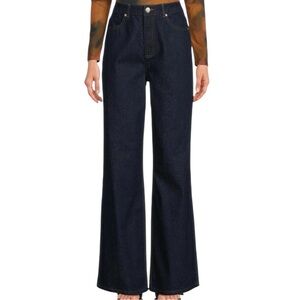 Gianni Bini Wide Leg High Rise Dark Rinse Jeans 100% Cotton Rigid Sz 31